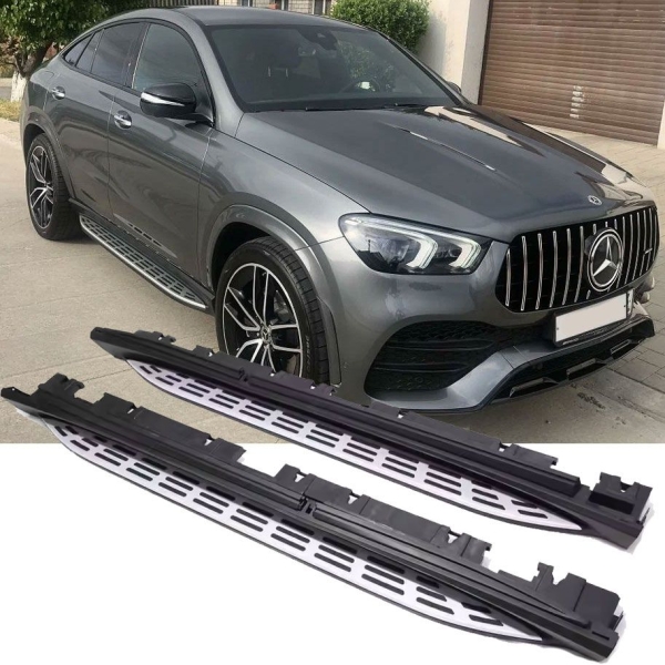 Alu Trittbretter mit Anti-Rutsch Noppen - Side Steps passt für Mercedes C167 GLE COUPE